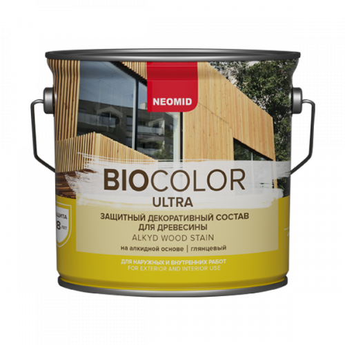 Защитный декоративный состав для древесины Neomid BIOCOLOR ULTRA 0,9 л