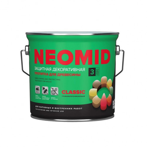Защитная декоративная пропитка для древесины Neomid BIOCOLOR CLASSIC 0,9 л