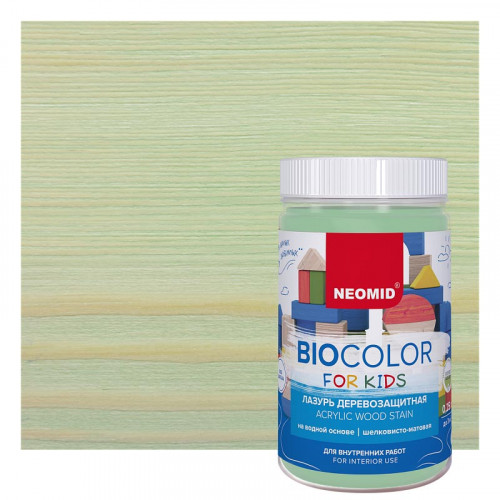 Защитная декоративная пропитка для древесины Neomid BIOCOLOR FOR KIDS 2,5 л - Мятный