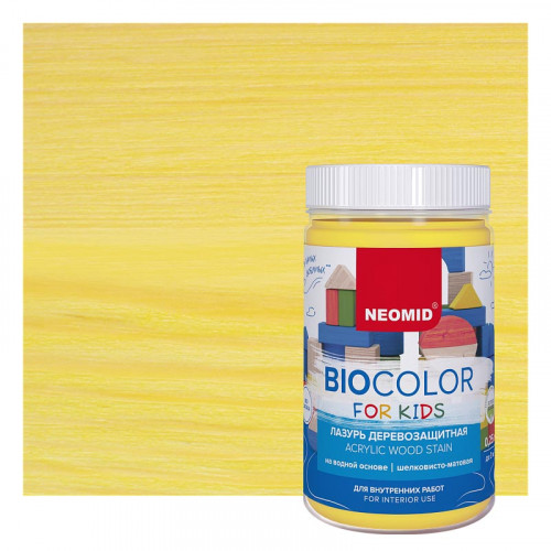 Защитная декоративная пропитка для древесины Neomid BIOCOLOR FOR KIDS 0,4 л - Желтый