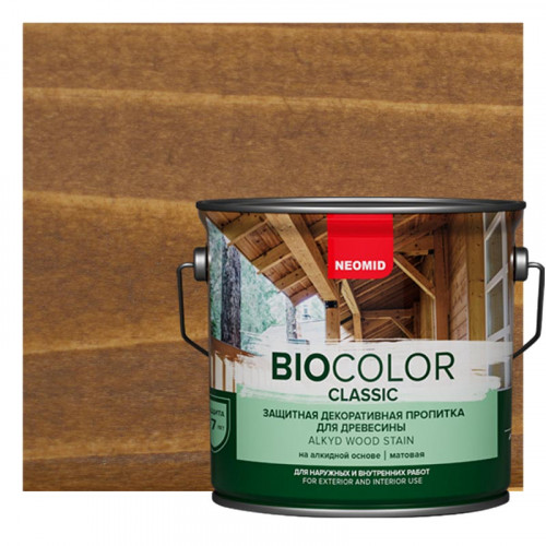 Защитная декоративная пропитка для древесины Neomid BIOCOLOR CLASSIC 9 л