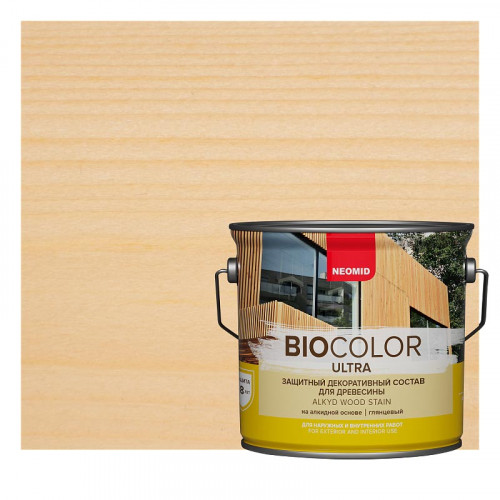 Защитный декоративный состав для древесины Neomid BIOCOLOR ULTRA 0,9 л - Бесцветный