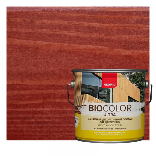 Защитный декоративный состав для древесины Neomid BIOCOLOR ULTRA 0,9 л - Махагон