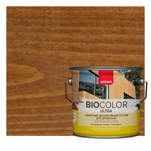 Защитный декоративный состав для древесины Neomid BIOCOLOR ULTRA 2,7 л - Орех